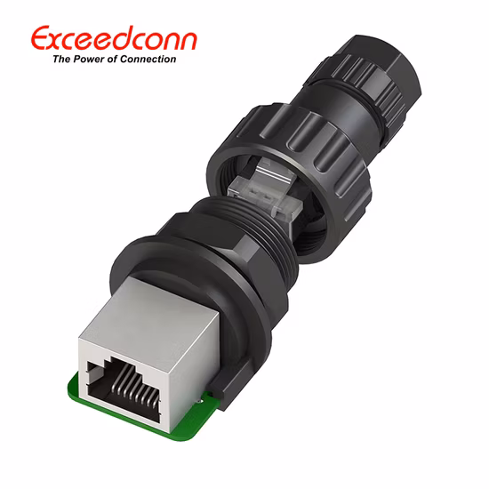 Connecteur de panneau RJ45 étanche à écrou métallique d'aviation avec rallonge